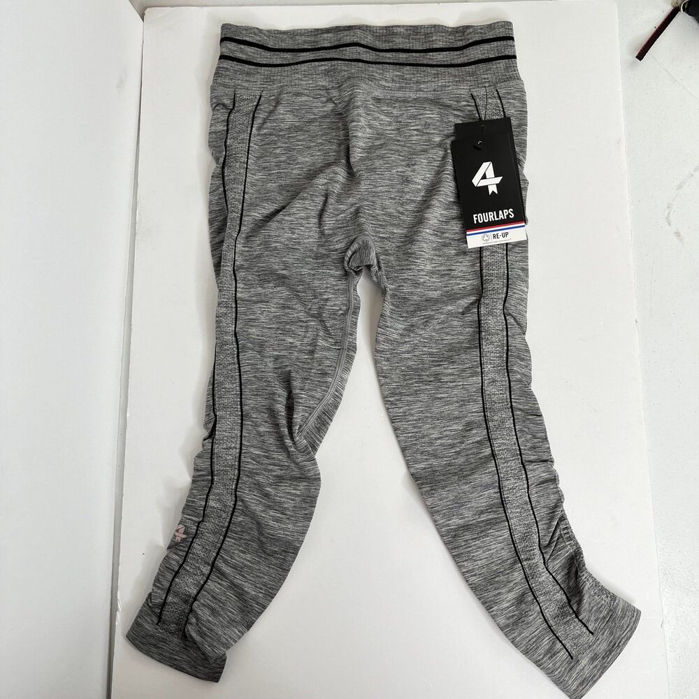 NWT Four Laps FourLaps Aero Seamless Legging Grey Heather Ruched Leg #399